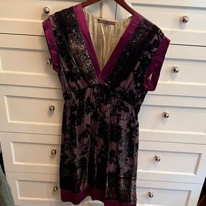 Hale Bob Purple and Black Floral Dress